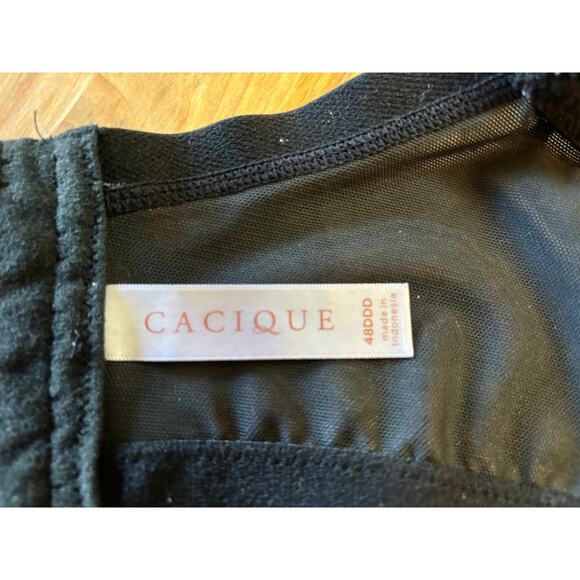 CACIQUE Underwire Lightly Lined Bra Sz 48DDD Dark Gray/Black With Floral Print - Picture 5 of 7